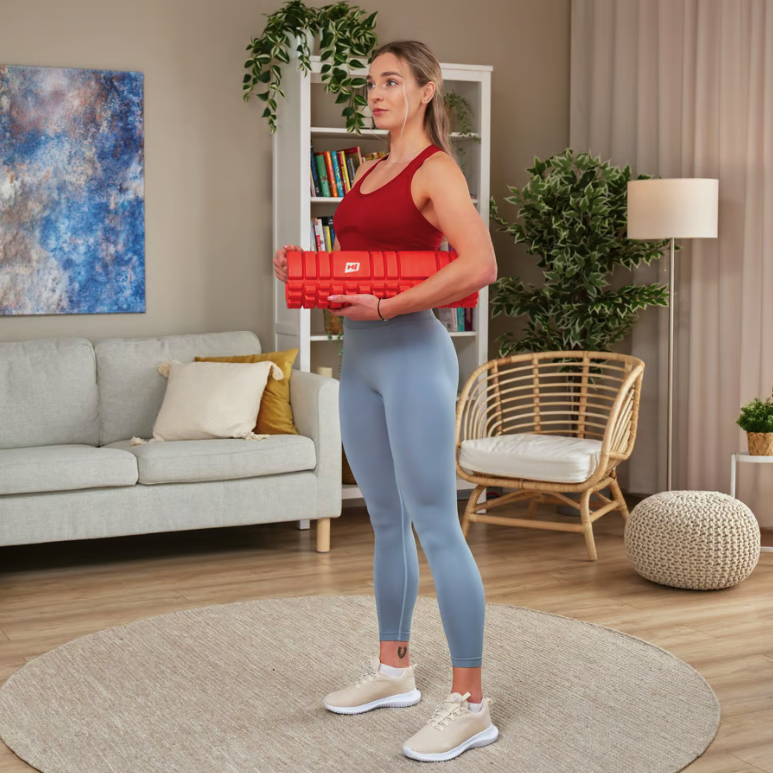 Ролер масажер (валик, ролик) Hop-Sport EVA 45 см червоній Київ - фото 6