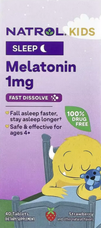 Мелатонін дитячий жувальний 1 мг Natrol Melatonin Kids 40 таб зі смаком полуниці Київ