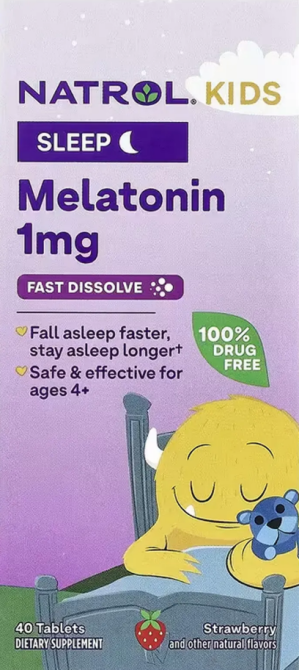Мелатонін дитячий жувальний 1 мг Natrol Melatonin Kids 40 таб зі смаком полуниці Київ - фото 2