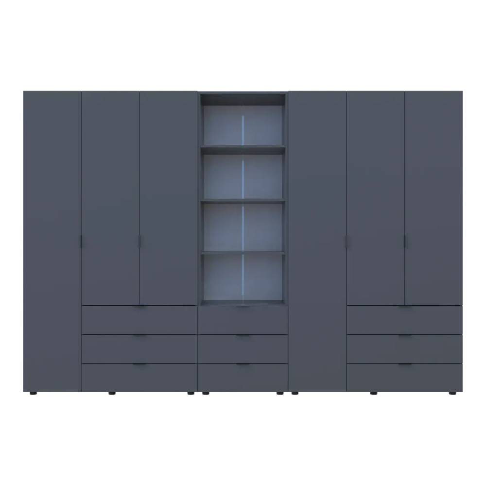 Шкаф для одежды Doros Гелар Графит 3+3ДСП с пеналом 292.4х49.5х203.4 (DRS-011924) Днепр - изображение 6