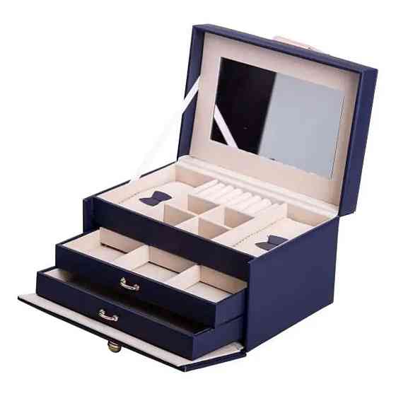 Шкатулка для прикрас з еко-шкіри з дзеркалом, 3 яруси Київ