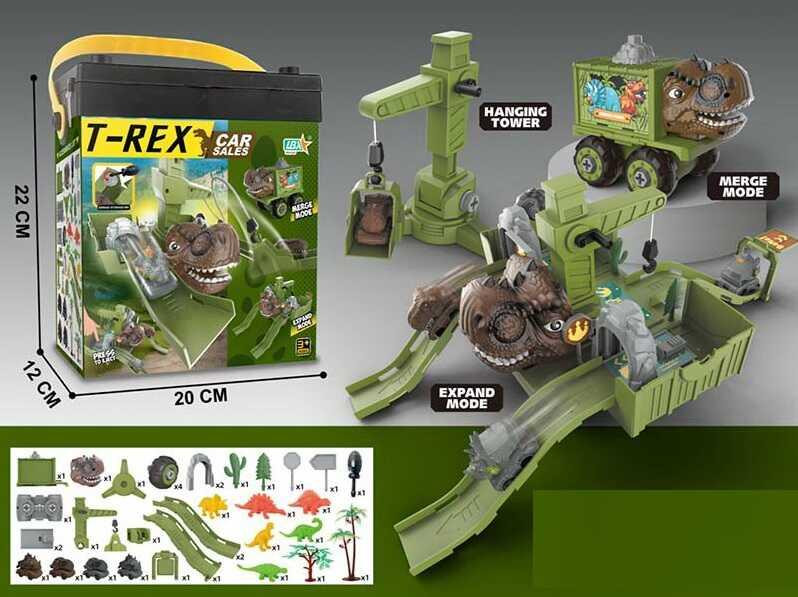 Трек 269-85 (36/2) 4 машинки, три спуски, кран, голова динозавра, викрутка, у коробці, шт Київ - фото 1