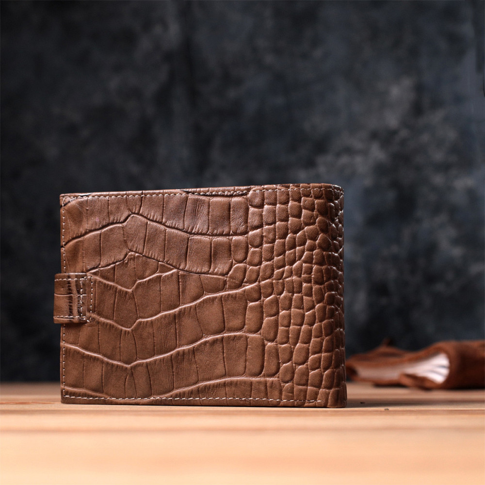 Місткий чоловічий гаманець з натуральної шкіри KARYA 22854 Коричневий Київ - фото 10