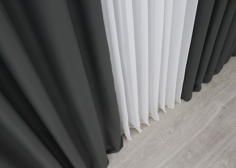 Комплект готовых штор VR-Textil Блэкаут Midnight № 1399ш Графитовый 150х290 см 2 шт (33-0266) Киев - изображение 7