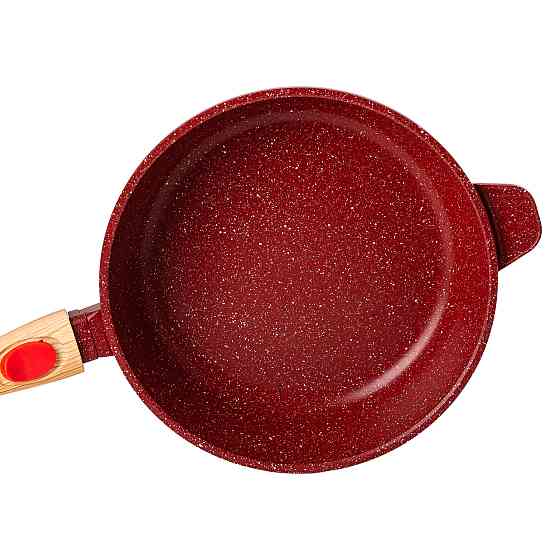 Алюмінієва глибока сковорода (2,4 л) зі скляною кришкою Ø 24 см Червоний MGC HP-4-463R Коломия