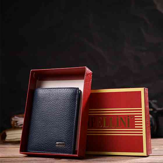 Чоловічий компактний гаманець із натуральної шкіри флотар CANPELLINI 21872 Синій Київ