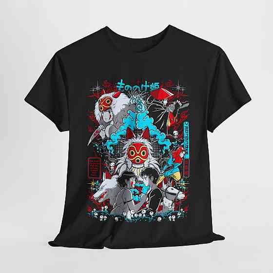Футболка з аніме принтом Прінкесс Мононоке Аніме Джапанесе оверсайз (S/M/L) Чорний AnimeJ0572 Дніпро