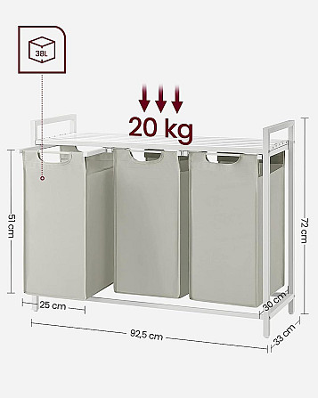 Кошик для білизни Leobert Chariot з трьома відділеннями 3 x 38л білий Київ - фото 5