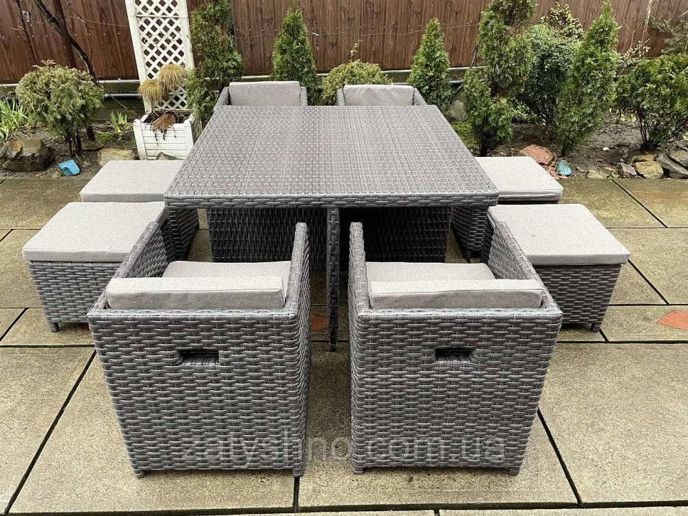 Ротангові меблі вуличні складні з пуфами та подушками Київ - фото 10