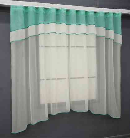 Кухонная гардина VR-Textil № 036к арка молочный с бирюзовым 270х170 см (52-0855) Киев