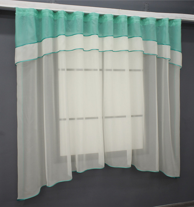 Кухонная гардина VR-Textil № 036к арка молочный с бирюзовым 270х170 см (52-0855) Киев - изображение 2