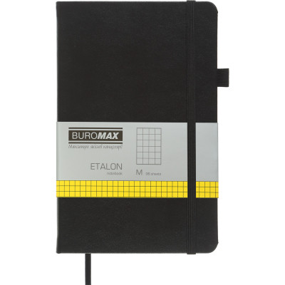 Книга записная Buromax Etalon 125x195 мм 96 листов в клетку обложка из искусственной кожи Черная (BM.291160-01) Винница - изображение 1