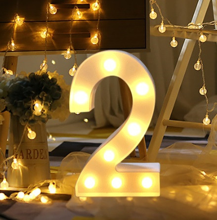 Об'ємна цифра 2 Led декоративна маленька 22 на 13 см білий Київ - фото 2