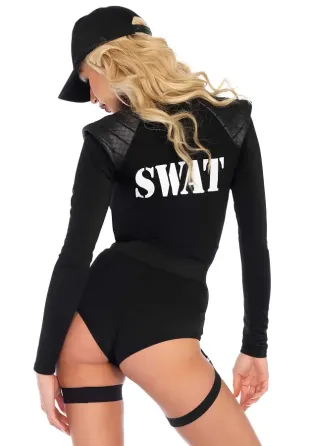 Костюм еротичних спецсил Leg Avenue SWAT Team Babe S, боді, пояс, підв’язки, іграшкова рація, кепка Львів