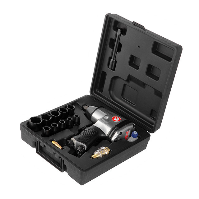 Гайковерт пневматичний 1/2", до 6 атм, 345 Нм, 7000 об/хв, 260 л/хв, набір головок 17 од., кейс INTERTOOL PT-1101 Київ - фото 8