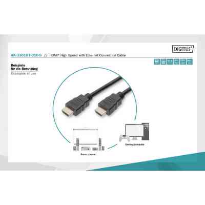 Кабель мультимедийный HDMI M to HDMI M 1.0m 4K Digitus (AK-330107-010-S) Винница