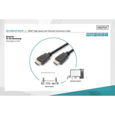 Кабель мультимедийный HDMI M to HDMI M 1.0m 4K Digitus (AK-330107-010-S) Винница - изображение 4