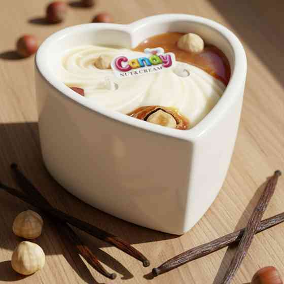 Масажна свічка з ароматом горіхового крему Candy Nut Cream у формі серця, 70 мл Sex Aura Київ