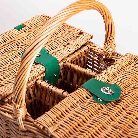 Корзина плетеная для пикника с посудой на 4 персоны 48х33х43 см набор посуды туристический для кемпинга HP-ZQ-3 Киев