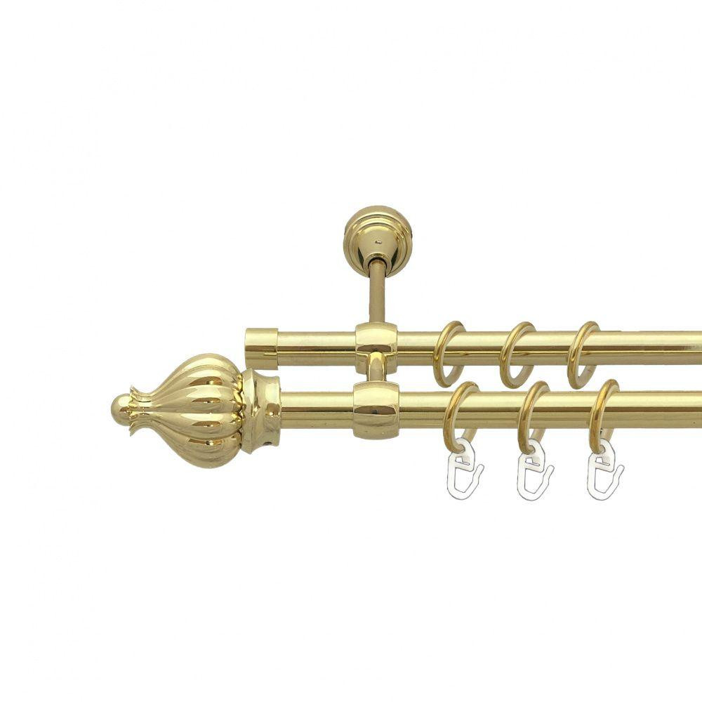 Карниз Orvit Таджа металевий дворядний литий гладка труба кільце металеве Золото 16\16 мм 200 см (00-00014432) Львів - фото 1