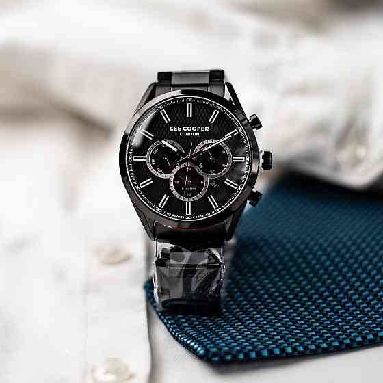 Часы мужские наручные водостойкие Lee Cooper England Midnight Black (2 ремешка) Винница
