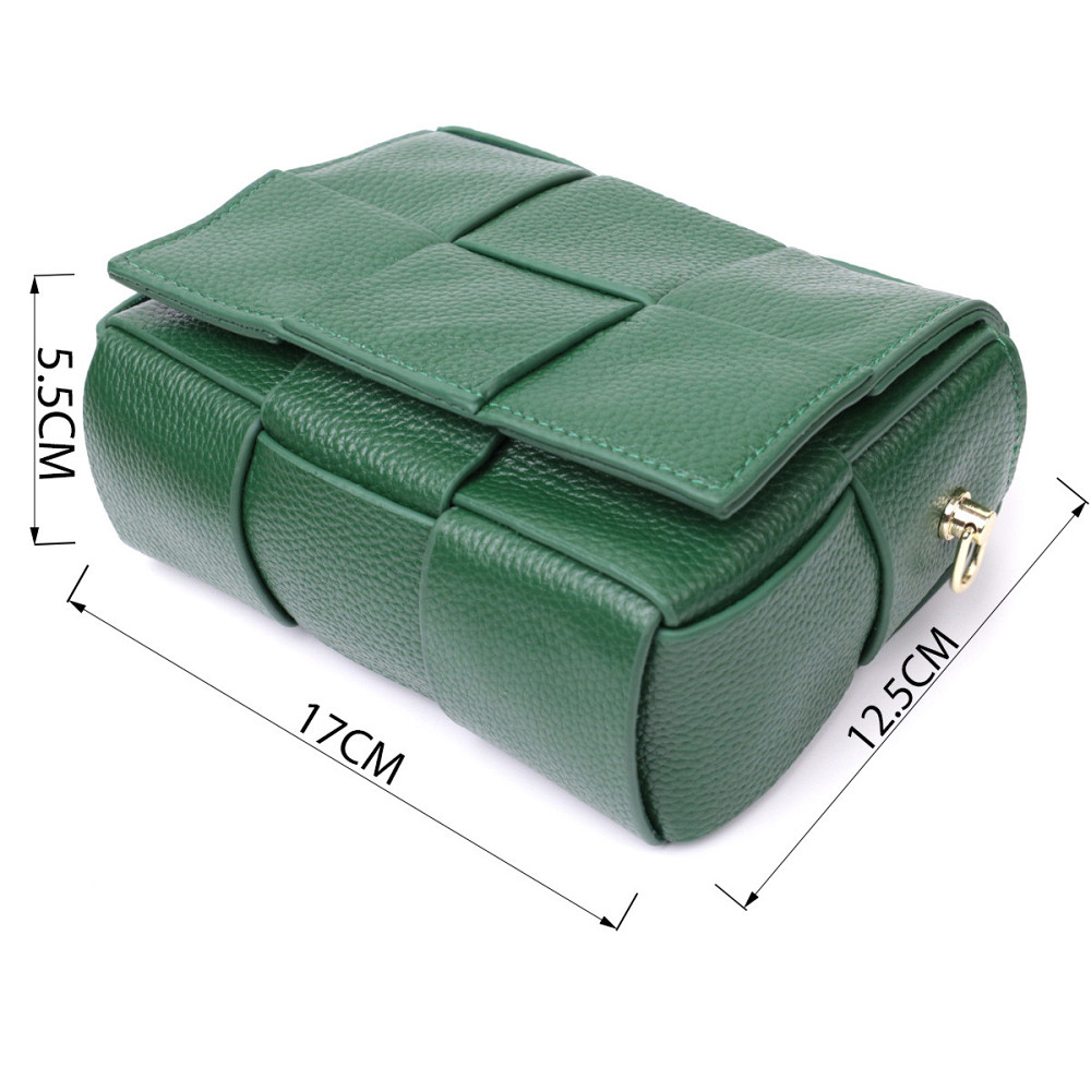 Компактная вечерняя сумка для женщин с переплетами из натуральной кожи Vintage 22312 Зеленая Киев - изображение 3