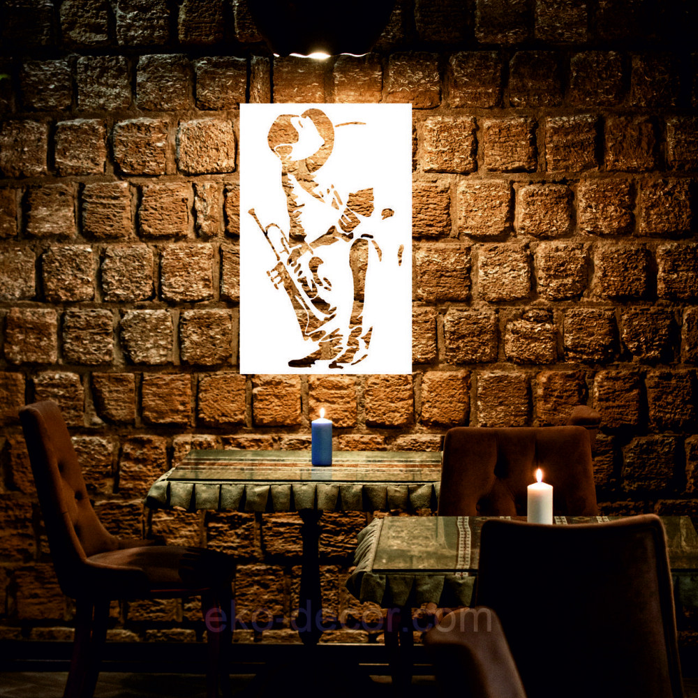 Декоративное настенное Панно «Музыкант», Декор на стену 90*57 см, Белый Киев - изображение 2