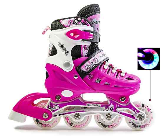 Дитячі ролики Scale Sports Pink із підсвічуванням переднього колеса. Колеса м'які. Розмір 29-33 Одеса