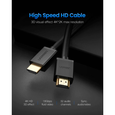 Кабель мультимедийный HDMI M to HDMI M 10.0m HD104 black Ugreen (10110) Винница - изображение 2