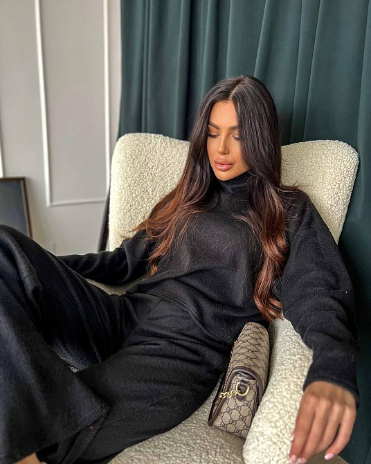 Жіночий теплий базовий костюм: кофта та штани ангора рубчик Чорний Одеса - фото 3