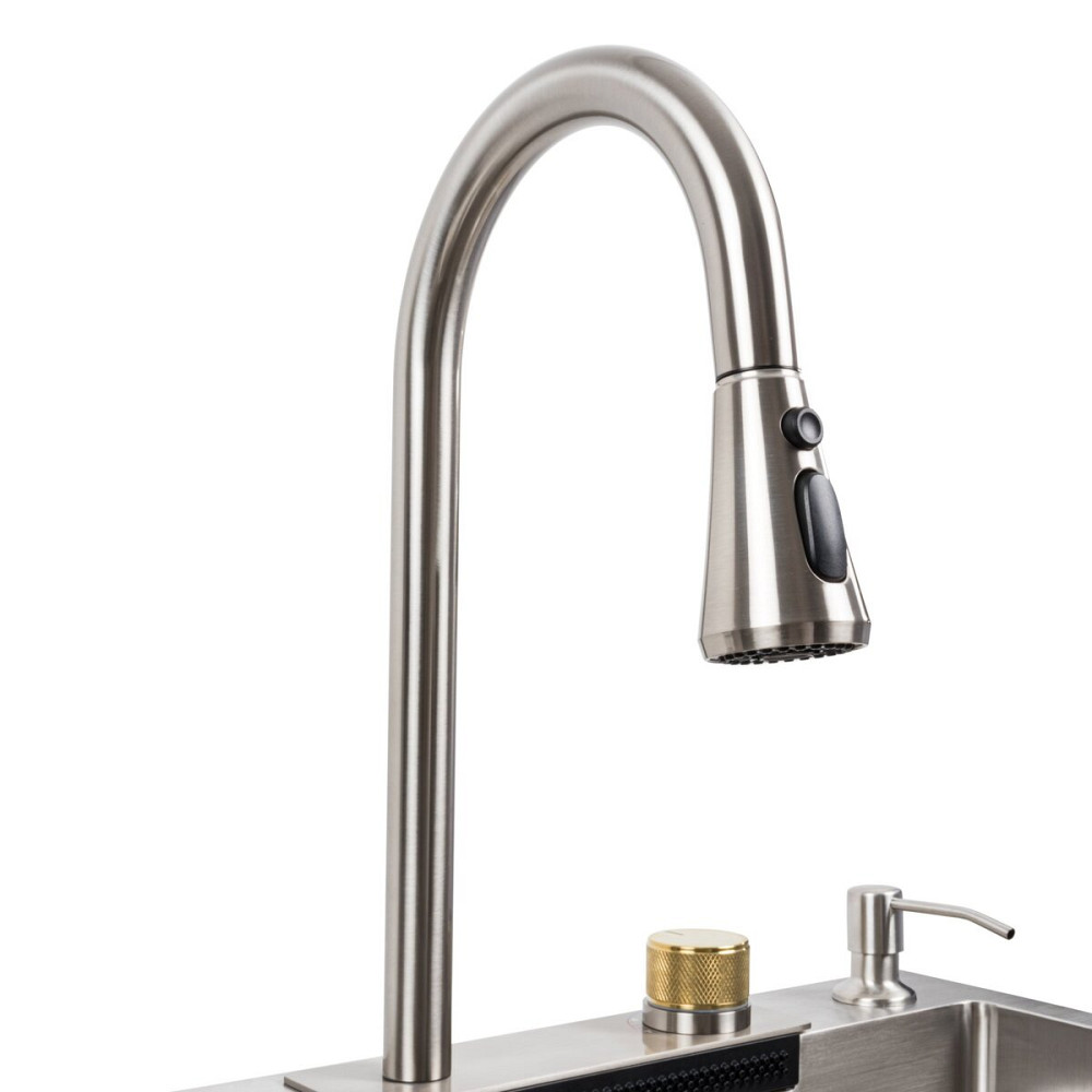 PLATINUM Кухонна мийка 75*45B PVD сатин Platinum Handmade "ВОДОСПАД" Киев - изображение 6