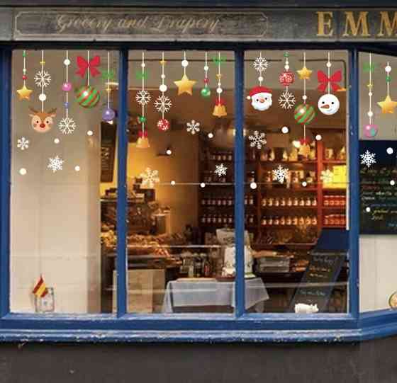 Новорічні наклейки "Кульки новорічні" - розмір стікера 44*60см, силікон Київ