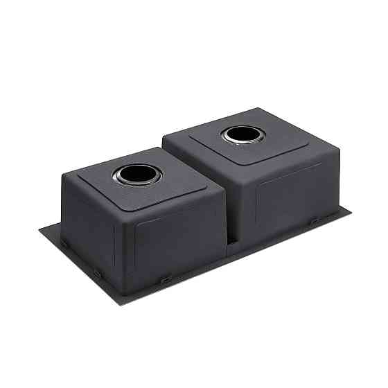 Кухонная мойка на 2 чаши Kroner KRP Schwarze - 7843ZHM PVD (3/1мм) черная Киев