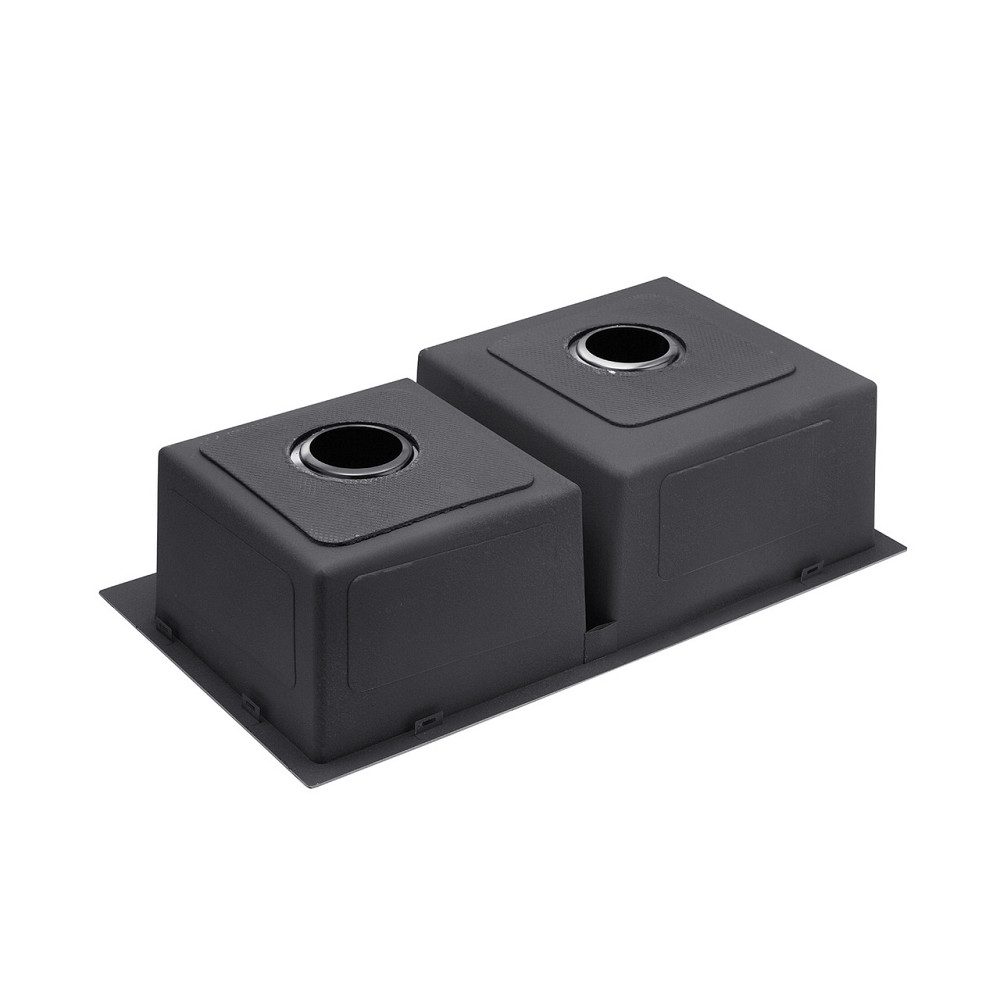 Кухонная мойка на 2 чаши Kroner KRP Schwarze - 7843ZHM PVD (3/1мм) черная Киев - изображение 5