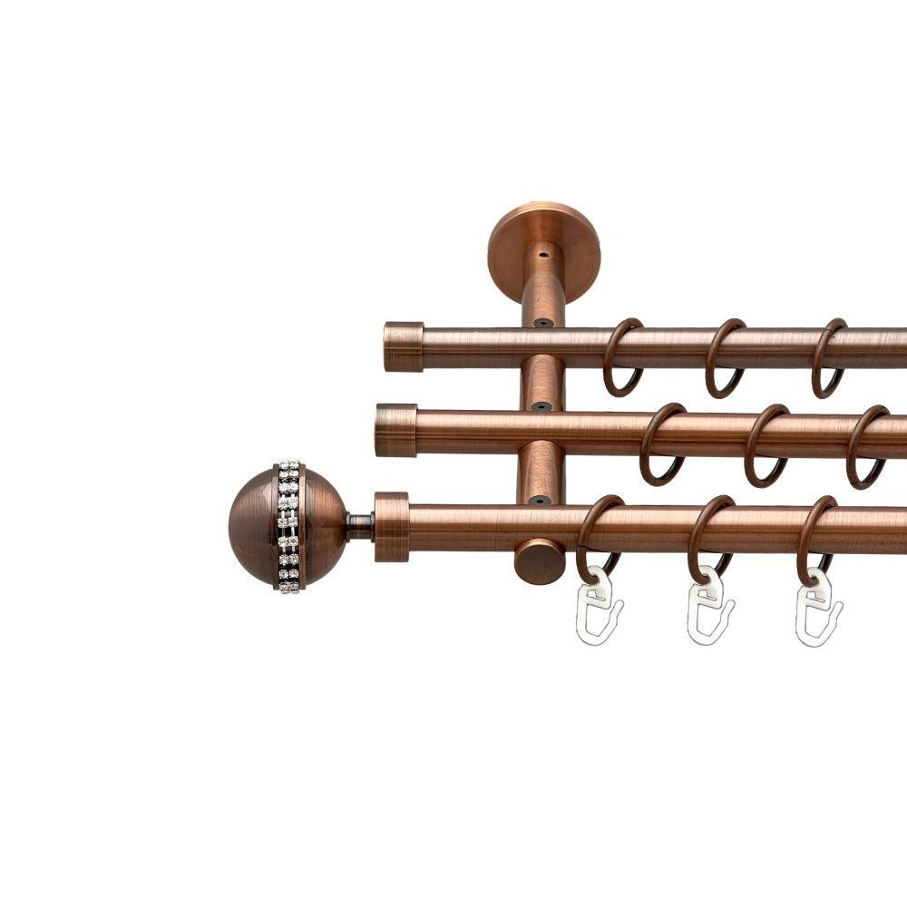 Карниз Orvit Авея металевий трирядний циліндр (20 см) гладка труба кільце металеве Мідь 16\16\16 мм 200 см (00-00020276) Львів - фото 1