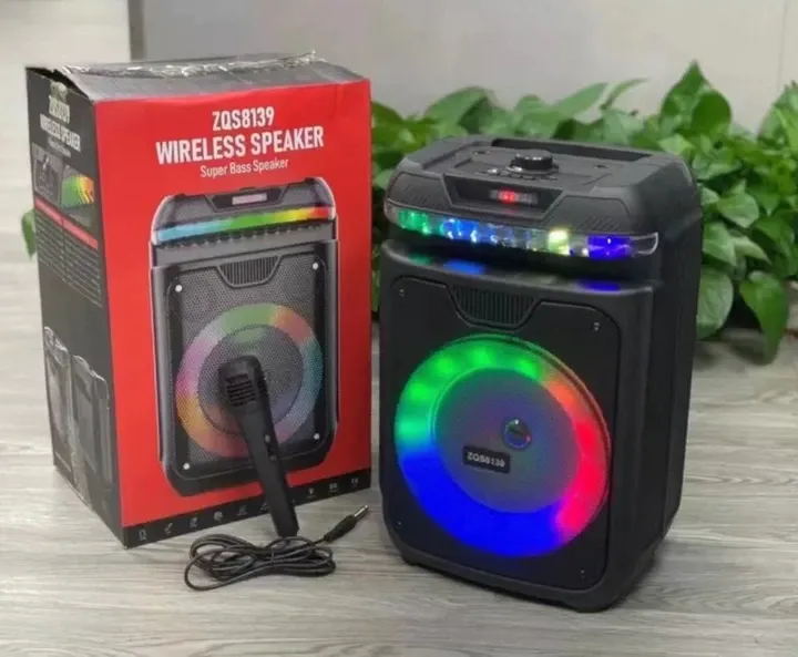 Колонка музична портативна Bluetooth ZQS8139, 80Вт, 2 динаміка, FM-радіо, LED підсвічування, мікрофон, USB Одеса - фото 1