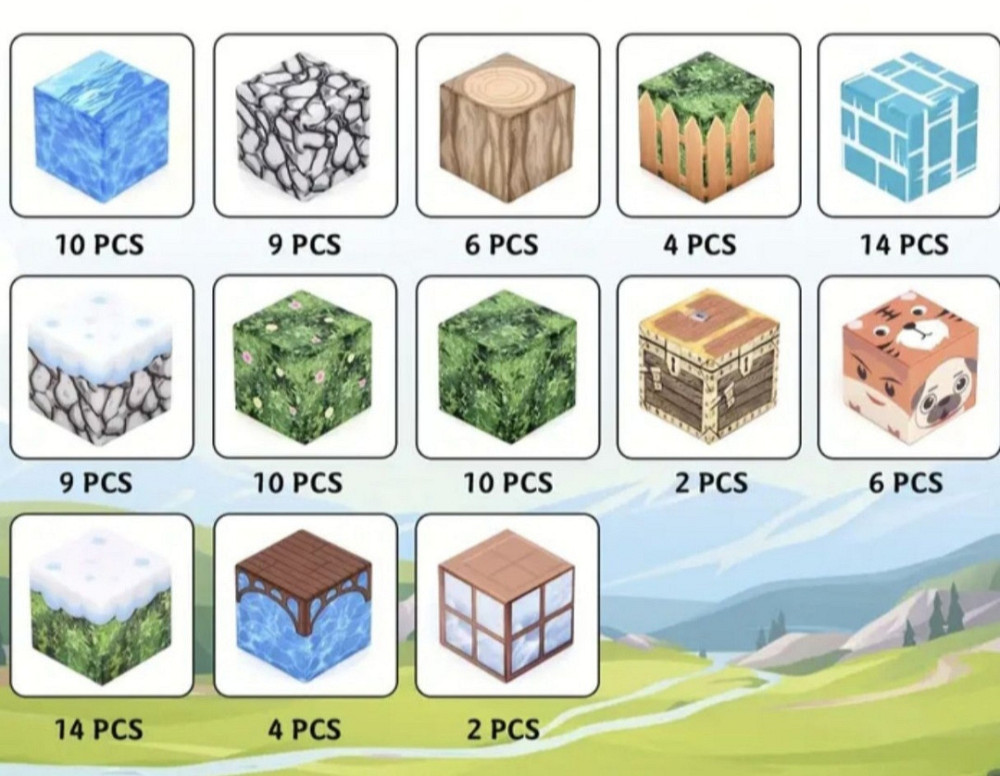 Магнітний конструктор Minecraft (Майнкрафт) 100 деталей – 3D блоки,  набір для дітей Київ - фото 2