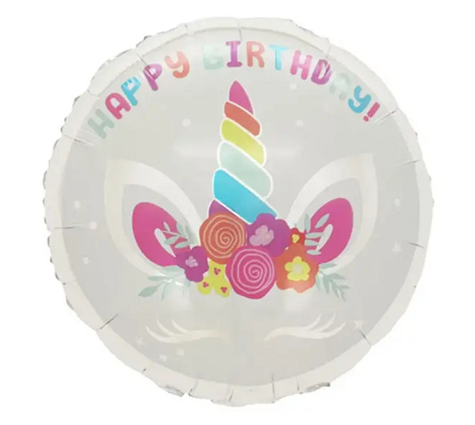 Фольгована куля голова єдинорога happy birthday 18" 45см Київ - фото 1