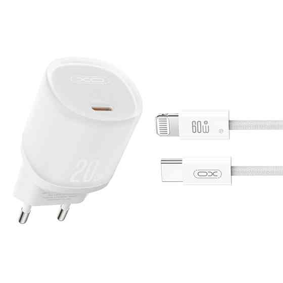 Мережевий зарядний пристрій XO L143 PD20W Single USB-C + Lightning кабель білий Львів