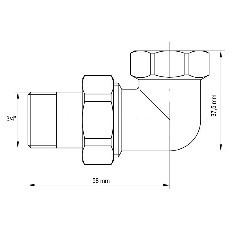 Згін американка 3/4 "кутовий Koer KR.342 (KR0143) Київ - фото 4