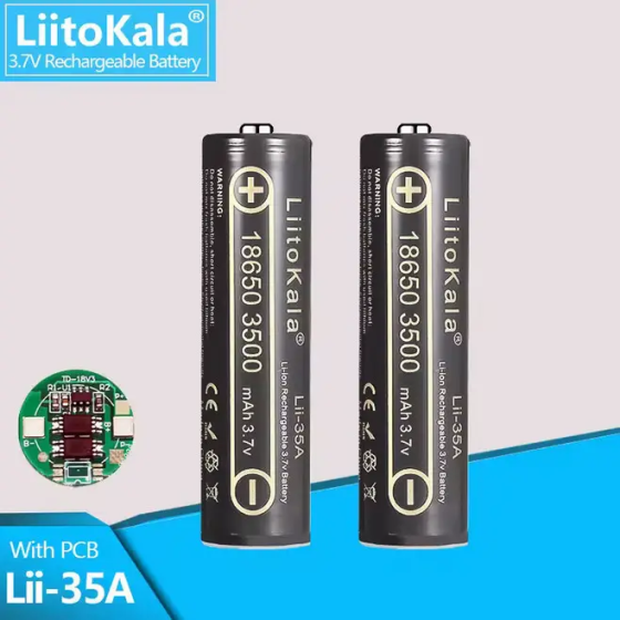 Акумулятор LiitoKala Lii-35A-PCB 18650 3500 mAh Li-ion 3.7V (з захистом) Чорний Вінниця