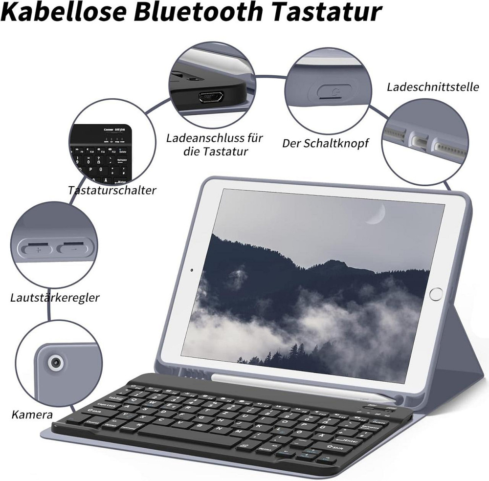 Защитный чехол с Bluetooth клавиатурой для iPad 10.2 (2019/20/21)/pro10.5(2017)/Air 3 10.5 Днепр - изображение 6