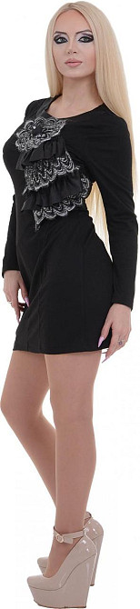 Милое повседневное платье черного цвета с длинным рукавом Киев - изображение 2