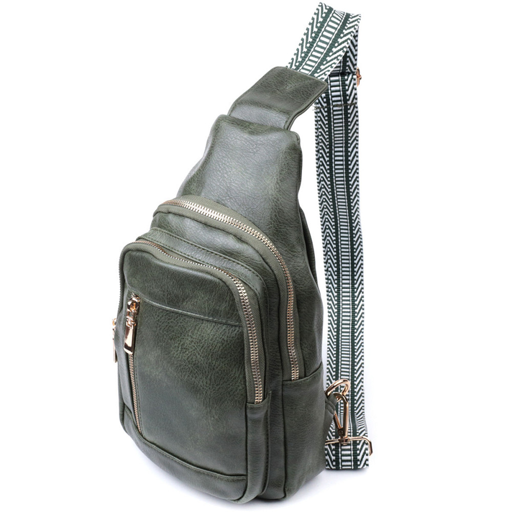 Стильна слінг сумка для жінок з екошкіри Vintage 22745 Зелений Київ - фото 1