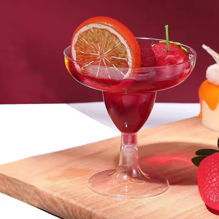 Набор бокалов для маргариты 150 мл, 10 шт, многоразовые, пластиковые, прозрачные для коктейлей с съёмной ножкой Каменец-Подольский - изображение 7