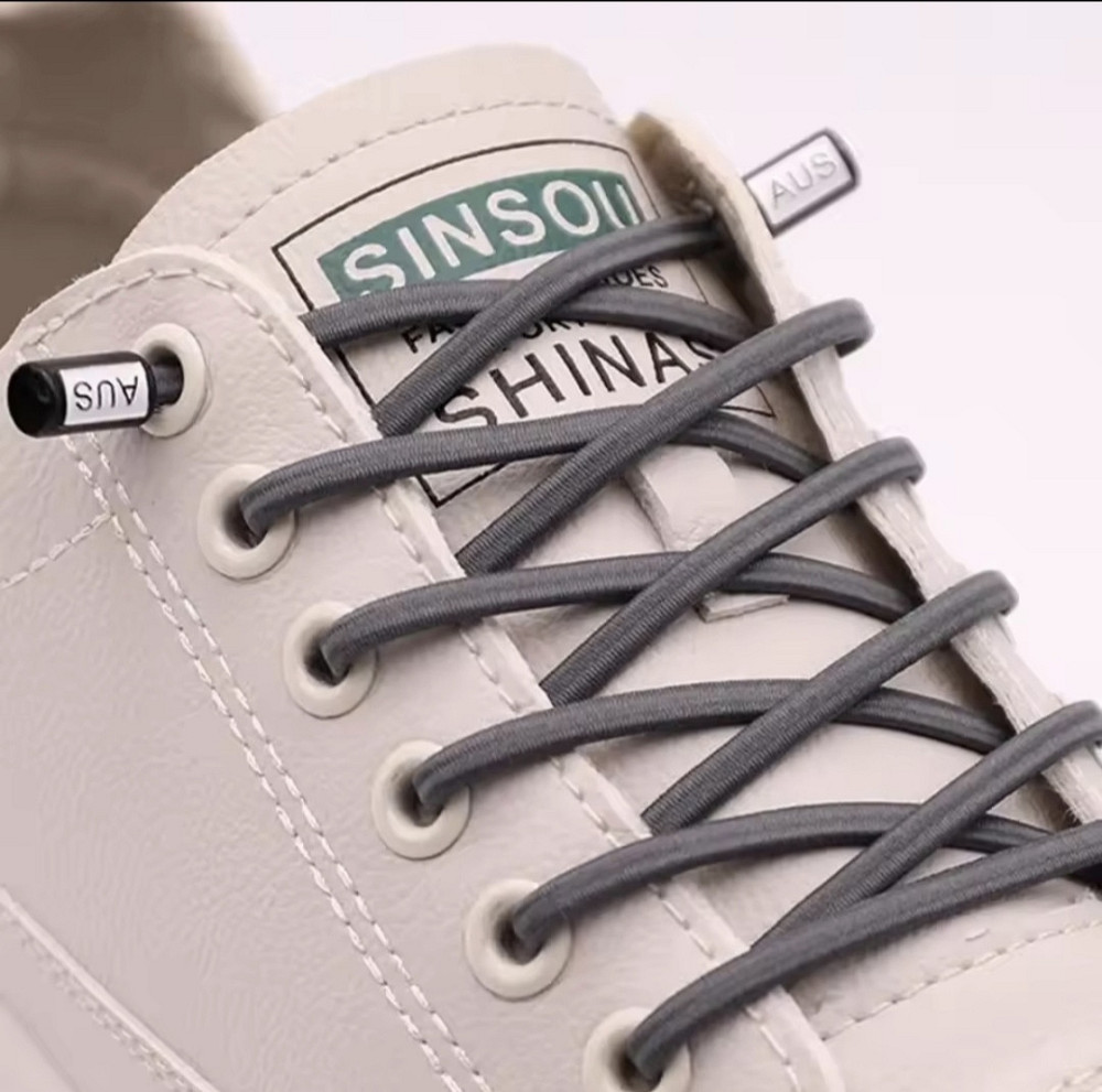 Шнурки еластичні без зав'язок з пластиковими фіксаторами Темно-сірий Смела - изображение 1