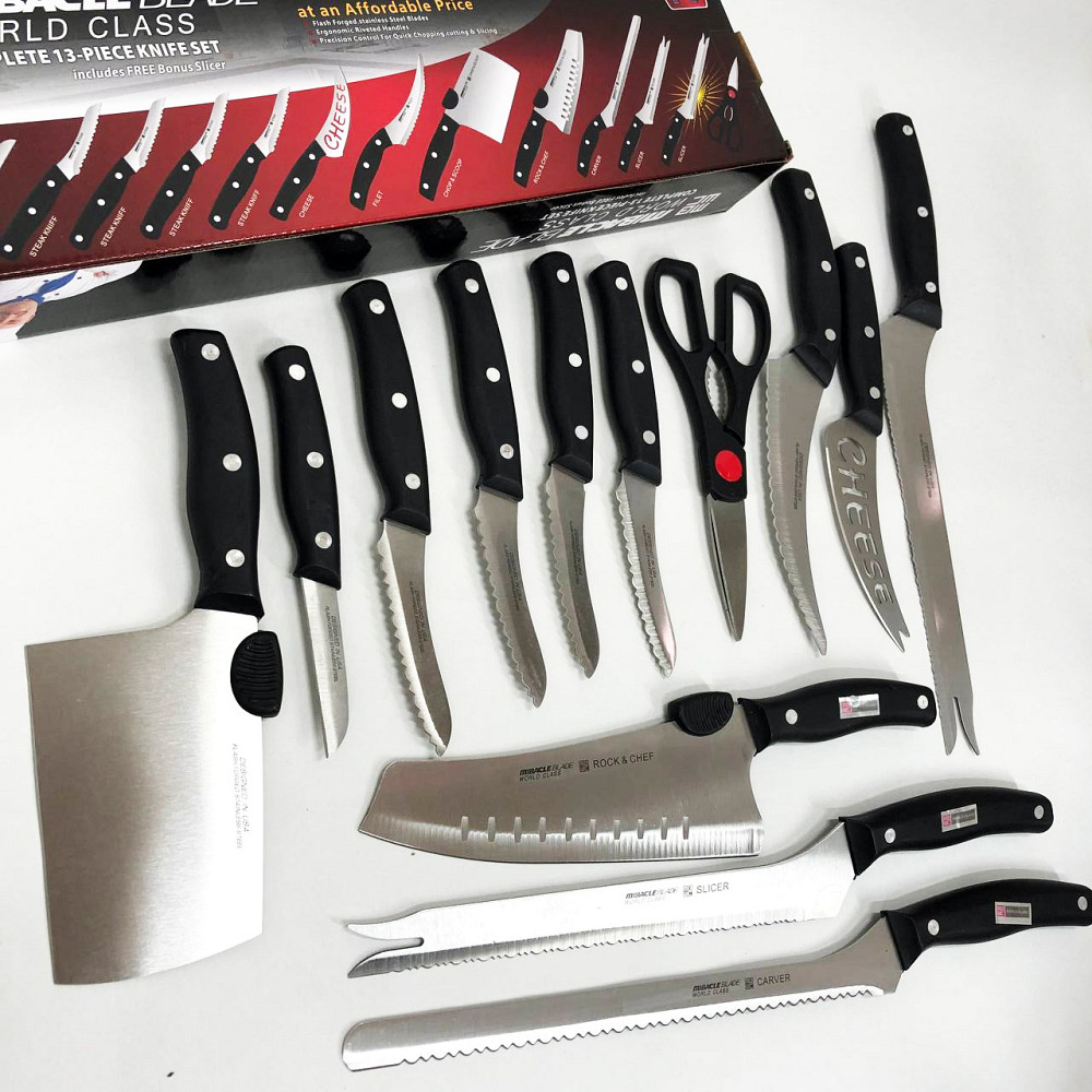 Якісний набір ножів з підставкою Contour Pro Knives 13, Якісні ножі для дому, Ножі для кухонних потреб ON-10 Львів - фото 1