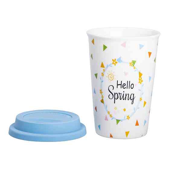 Порцелянаовий стакан із силіконовою кришкою та отвором для трубочки 420 мл RX-N240546HS Київ