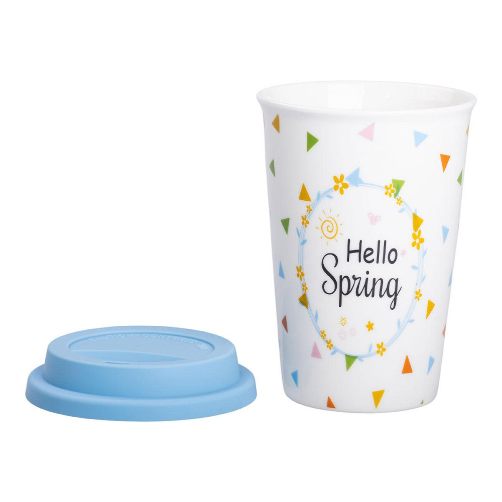 Фарфоровый стакан с силиконовой крышкой и отверстием для трубочки 420 мл RX-N240546HS Киев - изображение 3