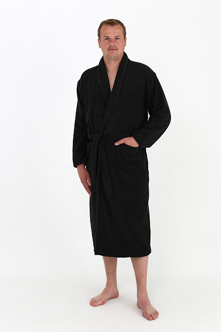 Банний махровий халат чоловічий Ideal Textile чорний (56861060) L Чернівці - фото 2